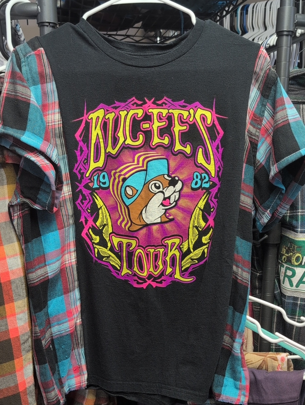 Bucees Flannel Short Sleeve Upcycle One Of One
